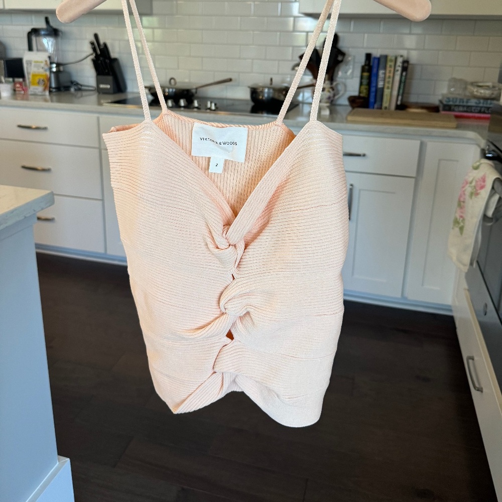 VIKTORIA & WOODS Strobe Twist Cut-Out Knit Tank Top